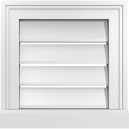 Ekena Millwork Vertical Surface Mount PVC Gable Vent: Functional, w/ 2"W x 2"P Brickmould Sill Frame, 14"W x 14"H GVPVE14X1403SF